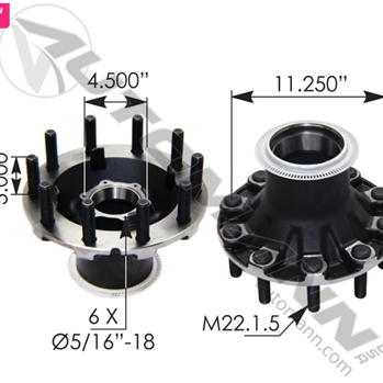 FRT HUB W/STUDS