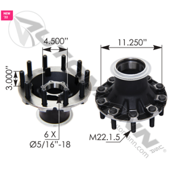 FRT HUB W/STUDS