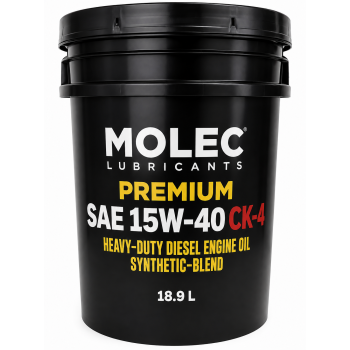 PREMIUM 15W-40 CK-4. MOLEC PREMIUM SYNTHETIC BLEND DIESEL ENGINE OIL. 18.9L