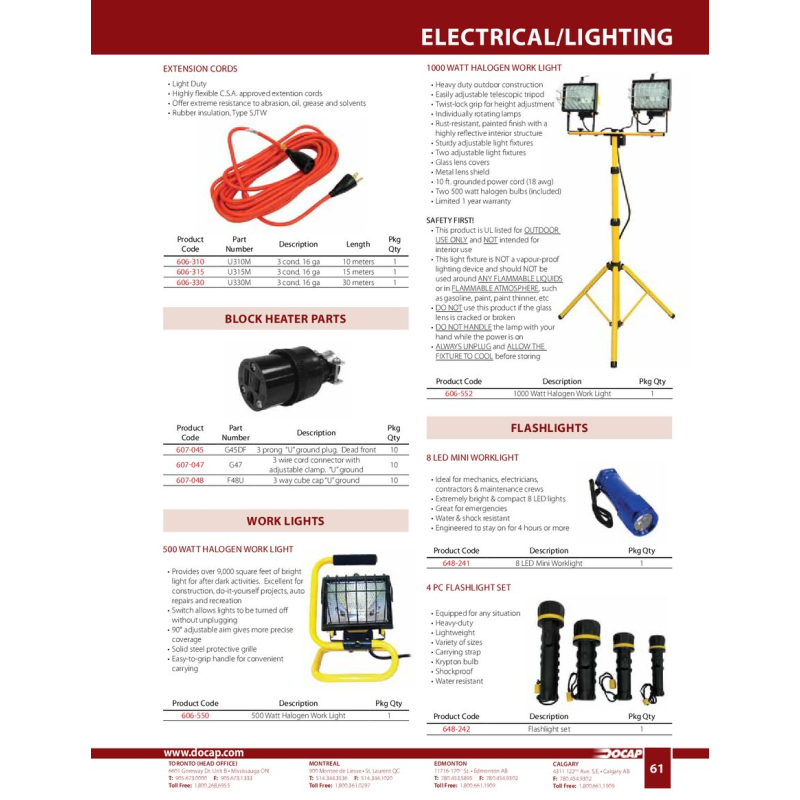 500W HALOGEN WORK LIGHT