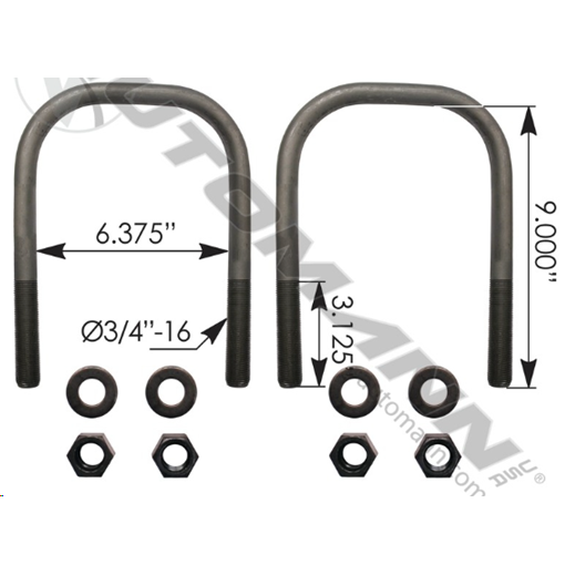 U BOLTS [PK OF 2 W HARD]