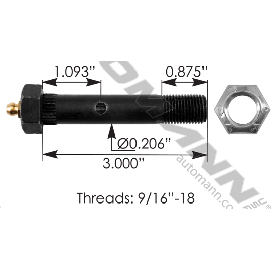 916X3 SHACKLE BOLT W/NUT