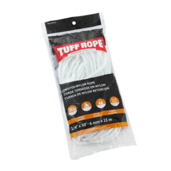 1/4IN X 50FT WHITE NYLON