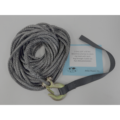 DYNEEMA SYNTHETIC ROPE 1/4IN X 50FT WINCH LINE