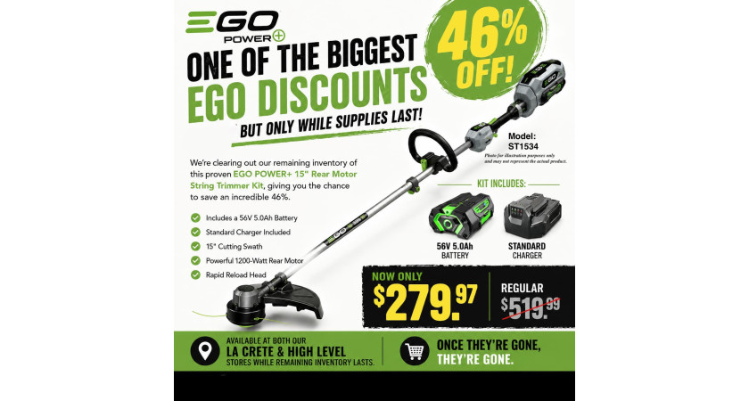 Save 46% on the EGO POWER+ 15" String Trimmer Kit While Supplies Last
